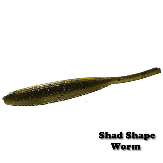 Gary Yamamoto 4 Shad Shape Worm, Soft-Plastics